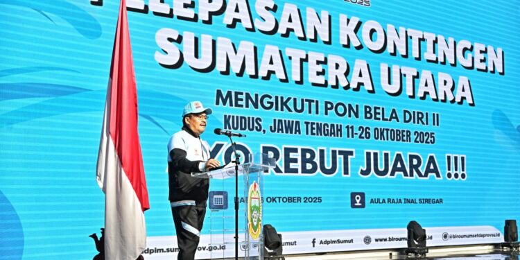 Lepas Kontingen Perdana ke PON Bela Diri 2025, Sekdaprov Sumut Optimis Raih Juara