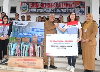 Wagub Sumut Terima Bantuan Pertagas untuk Penanganan Korban Bencana