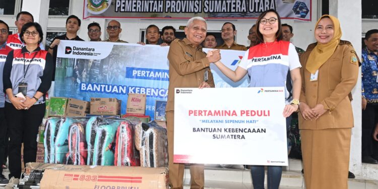 Wagub Sumut Terima Bantuan Pertagas untuk Penanganan Korban Bencana